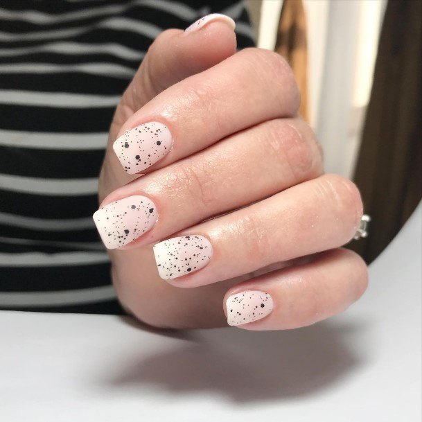 Lady With Elegant White Square Nail Body Art