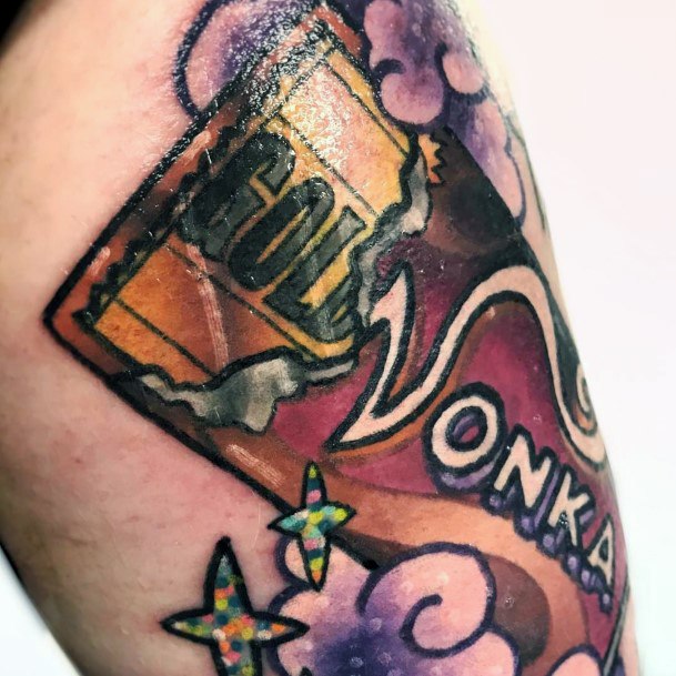 Lady With Elegant Willy Wonka Tattoo Body Art