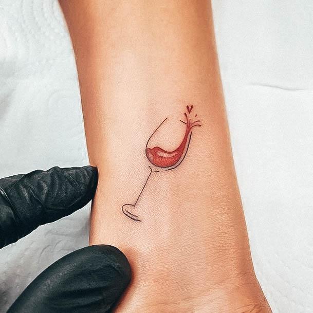 Lady With Elegant Wine Tattoo Body Art