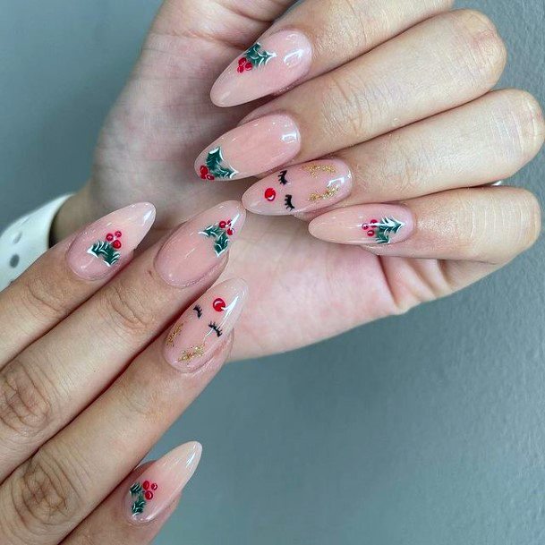 Lady With Elegant Winter Nail Body Art