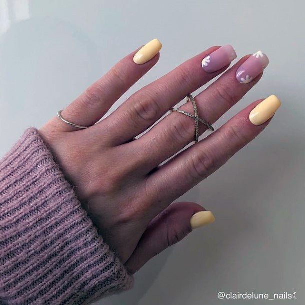 Lady With Elegant Yellow Dress Nail Body Art