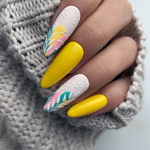 Top 100 Best Yellow Summer Nails For Women Bright - Fingernail Ideas