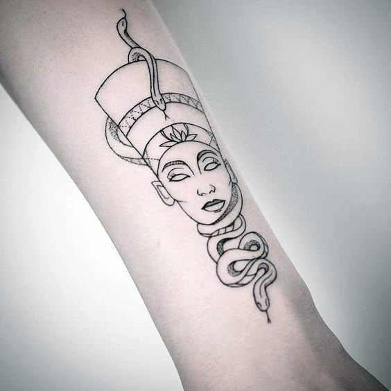 Lady With Head Gear And Snake Tattoo Womens Hands