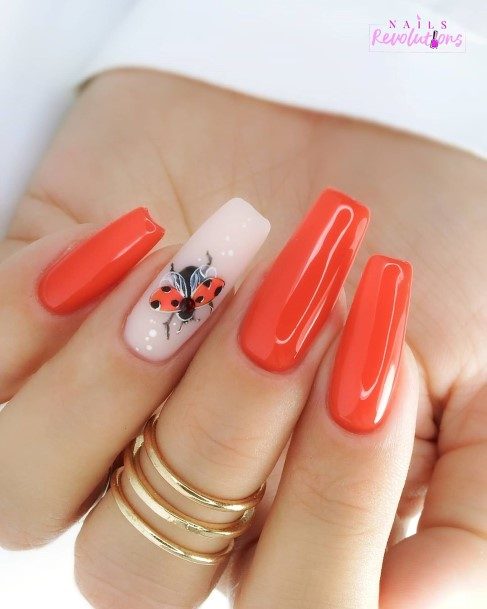 Ladybug Womens Nail Ideas