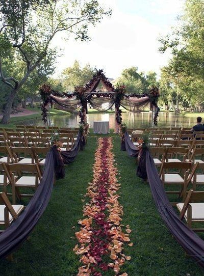 Lake Side Burgundy Orange And Purple Color Inspiration Fall Wedding Ideas