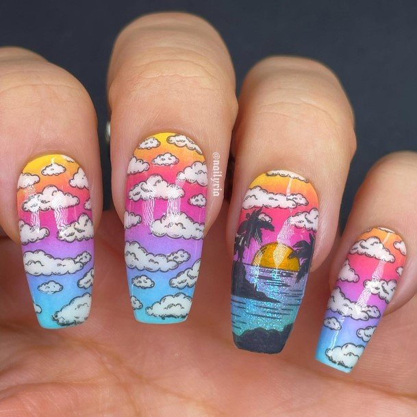 Landscape Nails Feminine Ideas