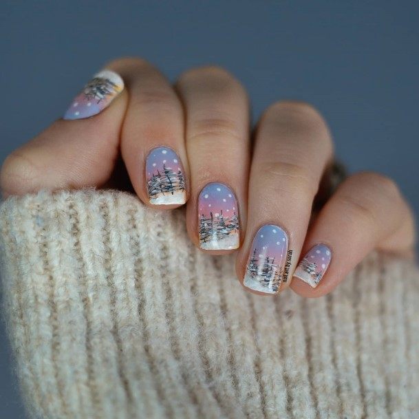 Landscape Woman Fingernail Art