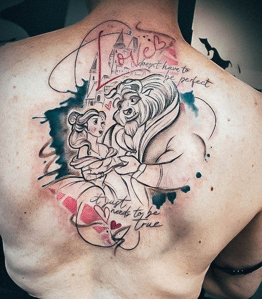 Large Back Cool Beauty And The Beast Tattoos For Women