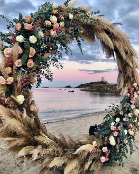 Large Boho Beach Floral Circle Wedding Arch Ideas