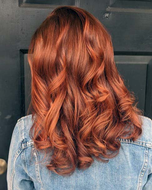 Large Curls In Thick Hair With Golden Copper Brown