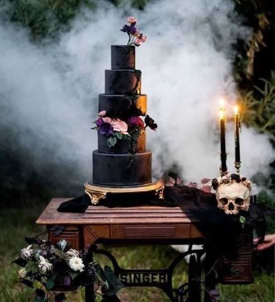 Large Dark Halloween Wedding Cakes