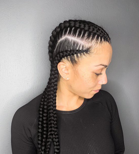 Large Dutch Cornrows Long Hair Braided Hairstyles For Black Women