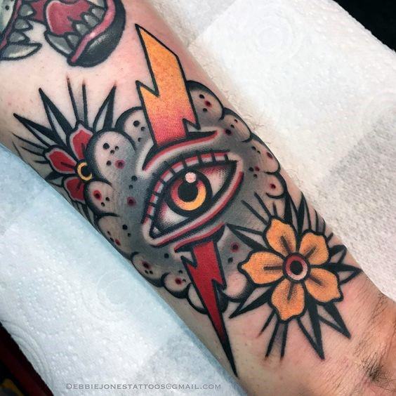 Large Eyed Traditional Tattoo For Women On Hands