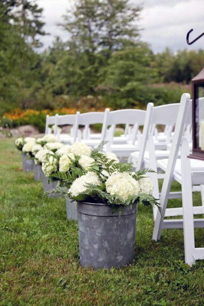 Large Mugs With Hydrangea Wedding Flowers Aisle