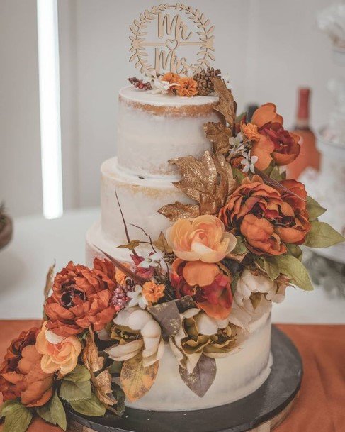 Large Orange Roses Rustic Wedding Cake Toppers