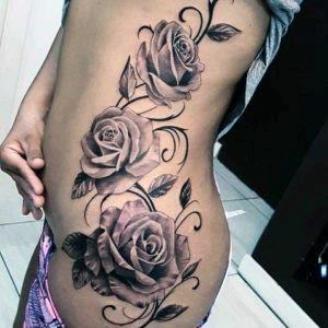Large Roses Tattoo Womens Torso