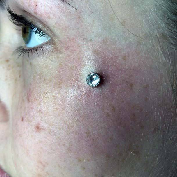 Large White Diamond Dermal Body Piercings Ideas For Women