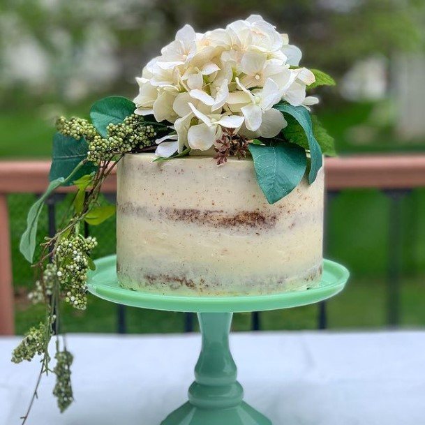 Large White Flower Country Wedding Cake