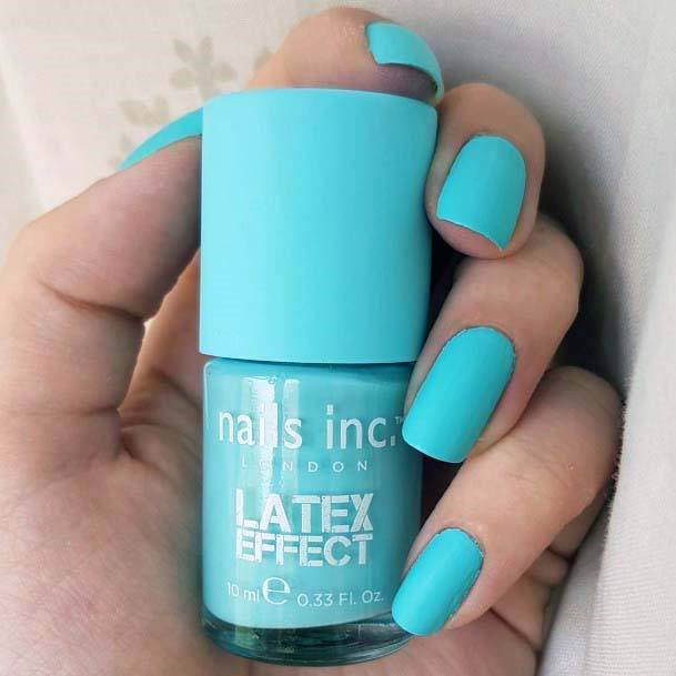 Latex Effect Bright Blue Nails For Women