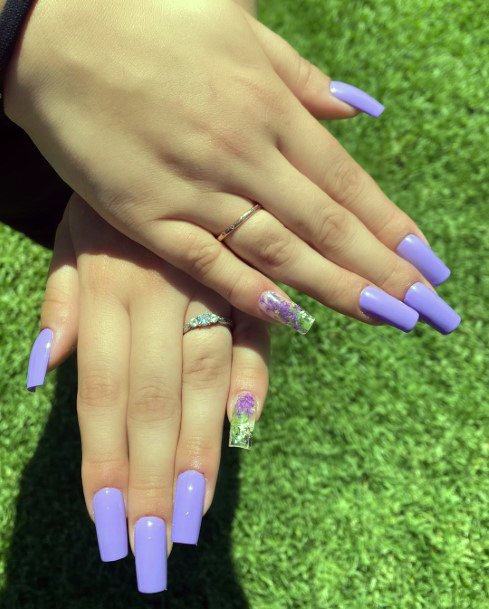 Lavander Purple Sleek Prom Nails For Women Ideas