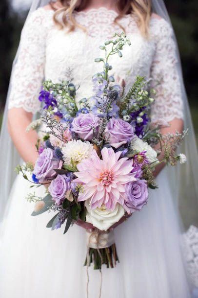 Lavendar Colored Rose Wedding Bouquet