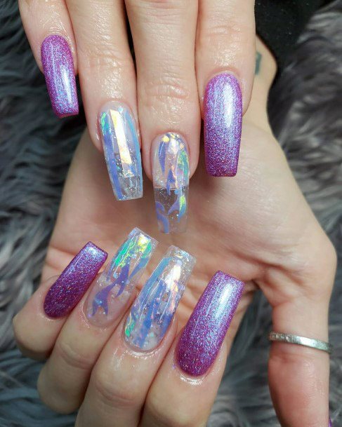 Lavendar Iridescent Nails Women