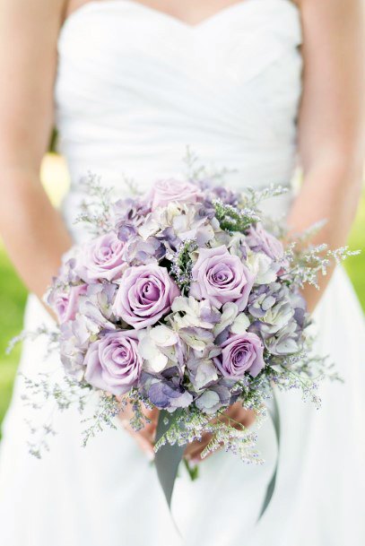 Lavender Color Infused Roses Bouquet Wedding Flowers