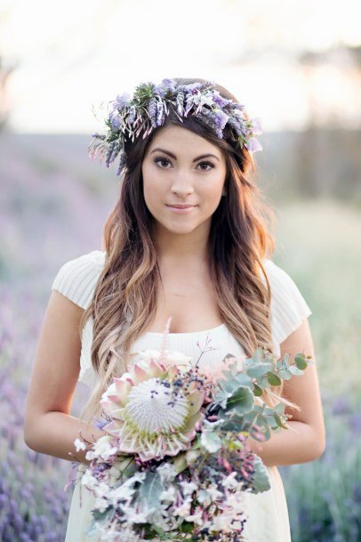 Lavender Flower Bouqet And Head Band Wedding