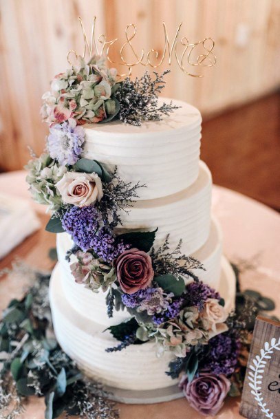 Lavender Flowers Wedding Cake