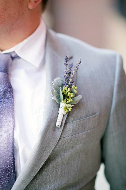 Lavender Wedding Flower Brooch Man