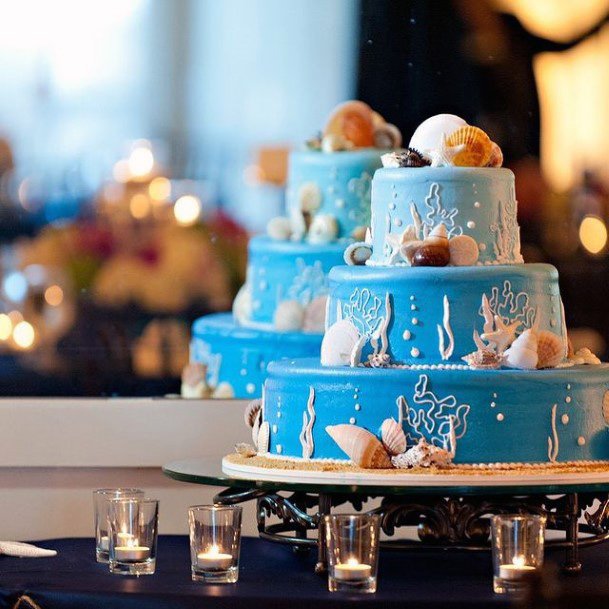 Layered Blue Beach Wedding Cake Women