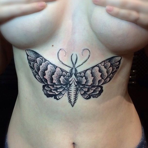 Layered Butterfly Wings Tattoo For Women Torso