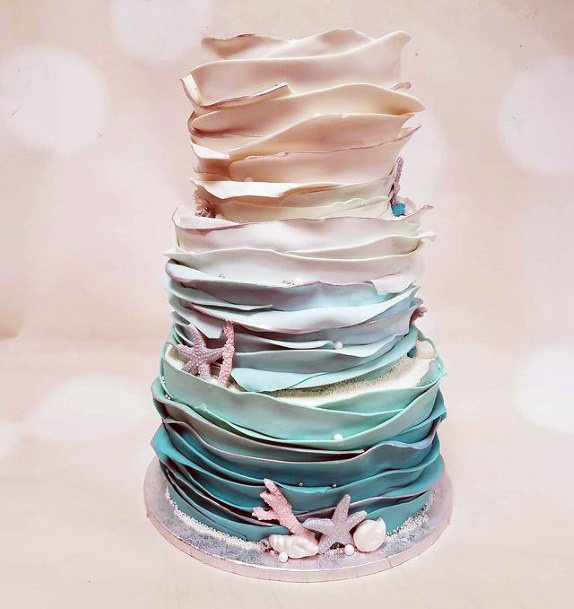 Layered Cream Beach Wedding Cake Women