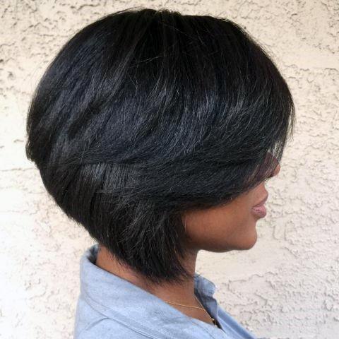 Layered Side Swept Cute Bob Hairstyles For Black Women