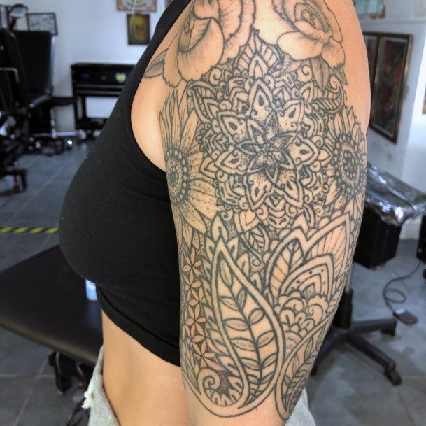 Leafy Art Tattoo Womens Half Sleeve