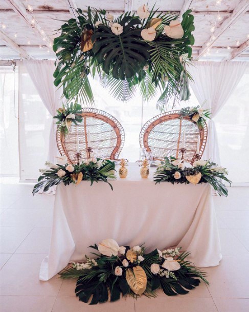 Leafy Green Tropical Wedding Flowers