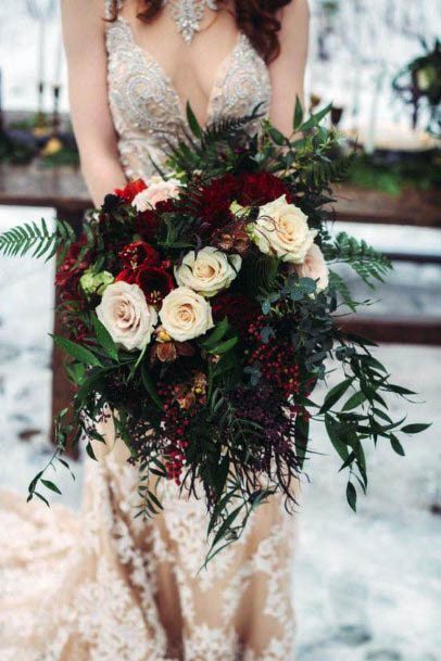 Leafy Red Wedding Flowers