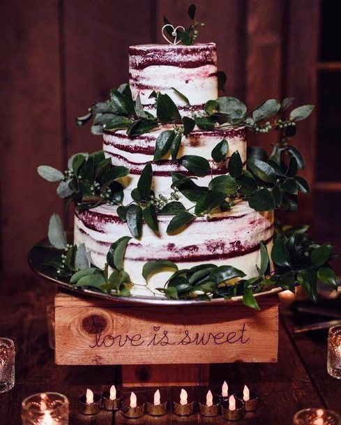 Leafy Rustic Brown Wedding Cake