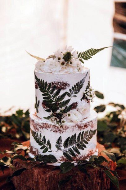 Leafy Rustic Wedding Cake