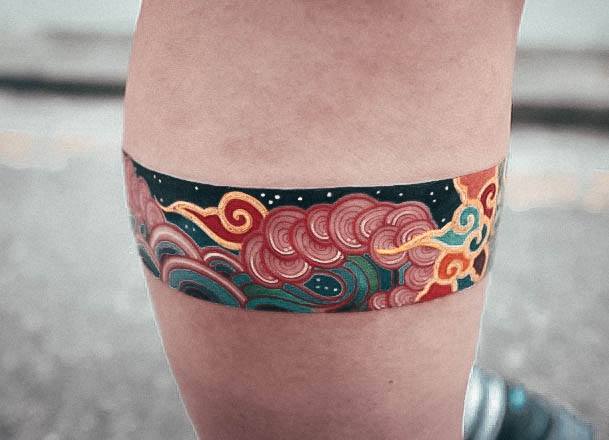 Leg Band Colorful Womens Cool Girly Tattoo Ideas