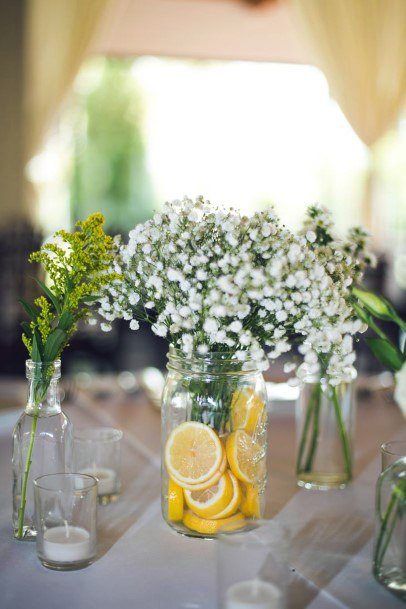 Lemon Filled Mason Jar Wedding Decorations