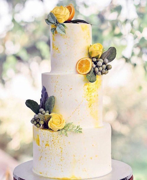 Lemon Zest White 3 Tier Wedding Cake Women