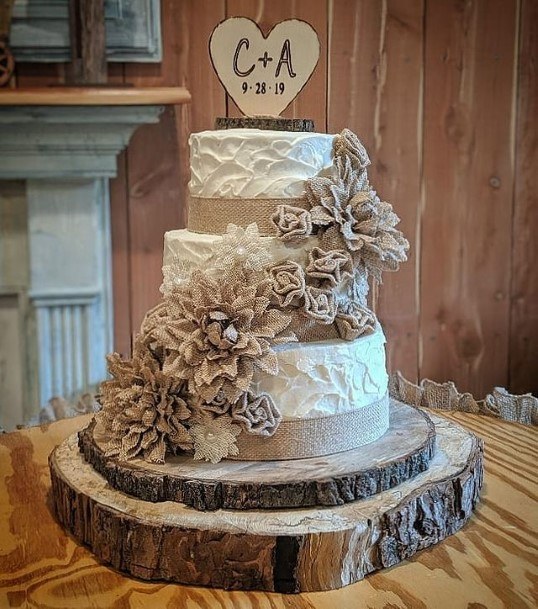 Letters On Heart Rustic Wedding Cake Toppers