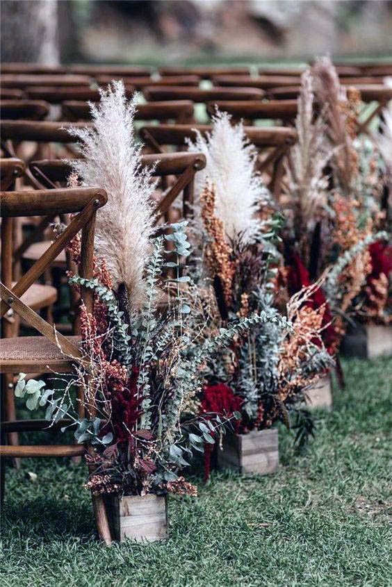 Light And Feathers September Wedding Flowers Chair Decor