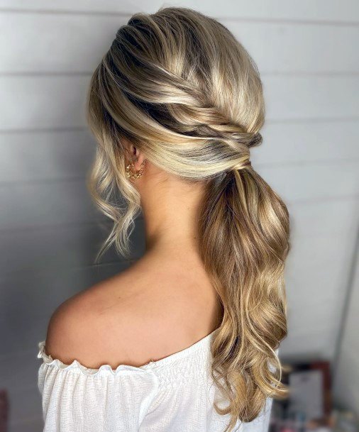 Light Blonde Female With Simple Twist Back And Side Pony