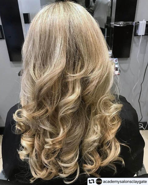 Light Blonde Large Volume Curls Long Hair Pull Back