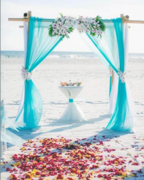 Light Blue And White Beach Wedding Flowers