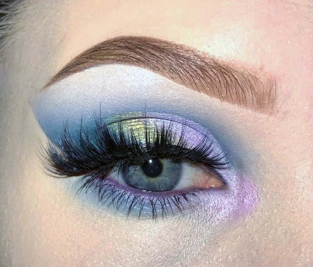 Light Blue Eyeshadow With Purple Tones Women