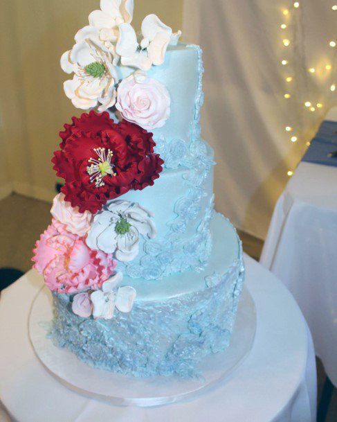 Light Blue Icing Design Wedding Cake Ideas