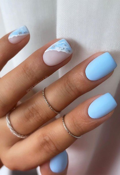 Light Blue Nail For Ladies